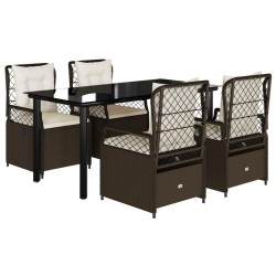 vidaXL Set comedor de jardín 5 piezas y cojines ratán sintético marrón