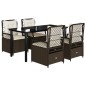 vidaXL Set comedor de jardín 5 piezas y cojines ratán sintético marrón vidaXL Set comedor de jardín 5 piezas y cojines ratán sintético marrón
