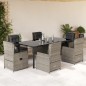 vidaXL Set comedor jardín 7 pzas y cojines ratán sintético gris claro