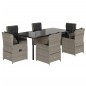 vidaXL Set comedor jardín 7 pzas y cojines ratán sintético gris claro