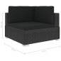 vidaXL Set de muebles de jardín 5 pzas y cojines ratán sintético negro