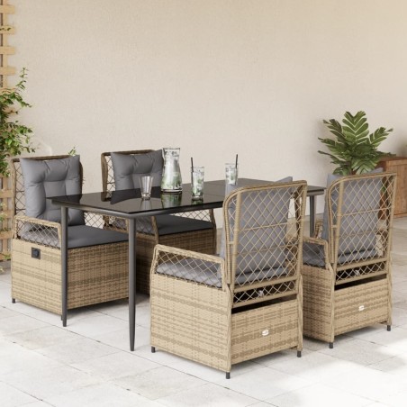 vidaXL Set comedor de jardín 5 pzas con cojines ratán sintético beige