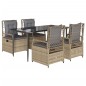 vidaXL Set comedor de jardín 5 pzas con cojines ratán sintético beige vidaXL Set comedor de jardín 5 pzas con cojines ratán sintético beige