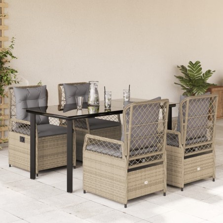 vidaXL Set comedor de jardín 5 pzas con cojines ratán sintético beige