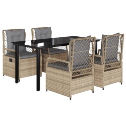 vidaXL Set comedor de jardín 5 pzas con cojines ratán sintético beige