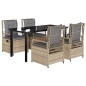 vidaXL Set comedor de jardín 5 pzas con cojines ratán sintético beige vidaXL Set comedor de jardín 5 pzas con cojines ratán sintético beige