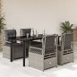 vidaXL Set comedor de jardín 5 pzas cojines ratán sintético gris claro