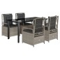 vidaXL Set comedor de jardín 5 pzas cojines ratán sintético gris claro