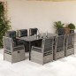 vidaXL Set comedor de jardín 9 pzas cojines ratán sintético gris claro vidaXL Set comedor de jardín 9 pzas cojines ratán sintético gris claro