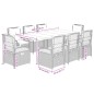 vidaXL Set comedor de jardín 9 pzas cojines ratán sintético gris claro vidaXL Set comedor de jardín 9 pzas cojines ratán sintético gris claro