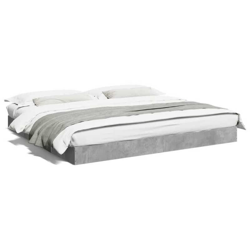 vidaXL Estructura de cama madera de ingeniería gris hormigón 200x200cm