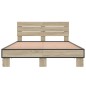 vidaXL Estructura cama madera ingeniería metal roble Sonoma 135x190 cm vidaXL Estructura cama madera ingeniería metal roble Sonoma 135x190 cm