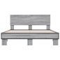 vidaXL Estructura cama madera ingeniería metal gris Sonoma 135x190 cm vidaXL Estructura cama madera ingeniería metal gris Sonoma 135x190 cm
