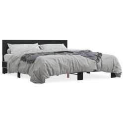 vidaXL Estructura de cama madera de ingeniería y metal negro 180x200cm