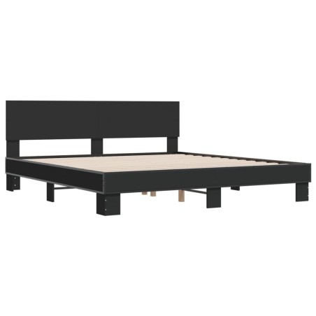 vidaXL Estructura de cama madera de ingeniería y metal negro 180x200cm