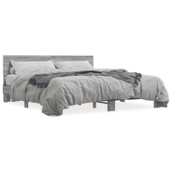 vidaXL Estructura cama madera ingeniería metal gris Sonoma 180x200 cm