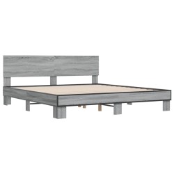vidaXL Estructura cama madera ingeniería metal gris Sonoma 180x200 cm