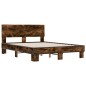 vidaXL Estructura cama madera ingeniería metal roble ahumado 140x200cm vidaXL Estructura cama madera ingeniería metal roble ahumado 140x200cm