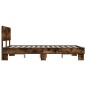 vidaXL Estructura cama madera ingeniería metal roble ahumado 140x200cm vidaXL Estructura cama madera ingeniería metal roble ahumado 140x200cm