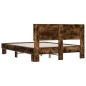 vidaXL Estructura cama madera ingeniería metal roble ahumado 140x200cm vidaXL Estructura cama madera ingeniería metal roble ahumado 140x200cm