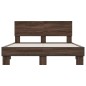 vidaXL Estructura cama madera ingeniería metal marrón roble 140x200 cm vidaXL Estructura cama madera ingeniería metal marrón roble 140x200 cm