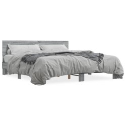vidaXL Estructura cama madera ingeniería metal gris Sonoma 200x200 cm