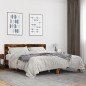 vidaXL Estructura cama madera ingeniería metal roble ahumado 150x200cm vidaXL Estructura cama madera ingeniería metal roble ahumado 150x200cm