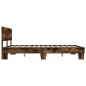 vidaXL Estructura cama madera ingeniería metal roble ahumado 150x200cm vidaXL Estructura cama madera ingeniería metal roble ahumado 150x200cm