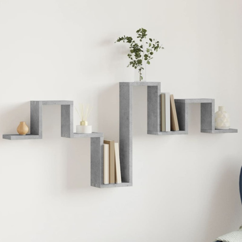 vidaXL Estantería pared madera ingeniería gris hormigón 104,5x10x43 cm vidaXL Estantería pared madera ingeniería gris hormigón 104,5x10x43 cm