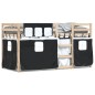 vidaXL Litera con cortinas madera maciza pino blanco y negro 90x200 cm vidaXL Litera con cortinas madera maciza pino blanco y negro 90x200 cm