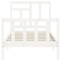 vidaXL Estructura de cama individual con cabecero madera maciza blanco vidaXL Estructura de cama individual con cabecero madera maciza blanco