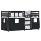 vidaXL Litera con cortinas madera maciza pino blanco y negro 90x200 cm vidaXL Litera con cortinas madera maciza pino blanco y negro 90x200 cm