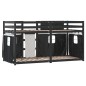 vidaXL Litera con cortinas madera maciza pino blanco y negro 90x200 cm vidaXL Litera con cortinas madera maciza pino blanco y negro 90x200 cm