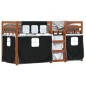 vidaXL Litera con cortinas madera maciza pino blanco y negro 80x200 cm vidaXL Litera con cortinas madera maciza pino blanco y negro 80x200 cm
