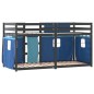 vidaXL Litera con cortinas madera maciza de pino azul 75x190 cm