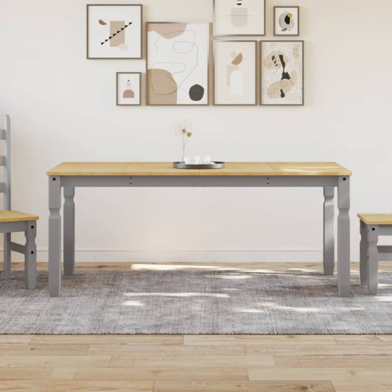 vidaXL Mesa de comedor Corona madera maciza de pino gris 180x90x75 cm vidaXL Mesa de comedor Corona madera maciza de pino gris 180x90x75 cm