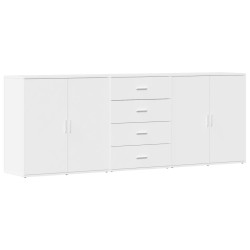 vidaXL Aparadores 3 uds madera contrachapada blanco