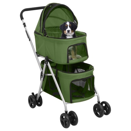 vidaXL Cochecito doble de perros plegable tela oxford verde 83x48x97cm