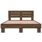 vidaXL Estructura cama madera ingeniería metal marrón roble 120x200 cm