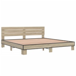 vidaXL Estructura cama madera ingeniería metal roble Sonoma 200x200 cm