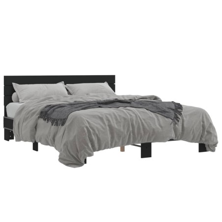vidaXL Estructura de cama madera de ingeniería y metal negro 160x200cm