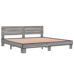 vidaXL Estructura cama madera ingeniería metal gris Sonoma 180x200 cm