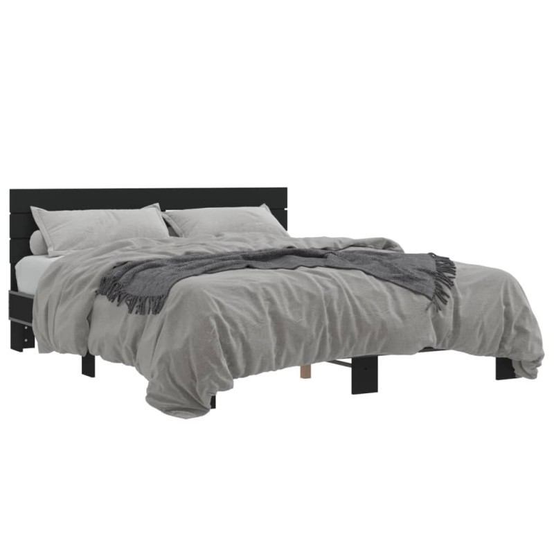 vidaXL Estructura de cama madera de ingeniería y metal negro 150x200cm vidaXL Estructura de cama madera de ingeniería y metal negro 150x200cm