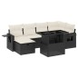 vidaXL Set de sofás de jardín 7 pzas con cojines ratán sintético negro vidaXL Set de sofás de jardín 7 pzas con cojines ratán sintético negro