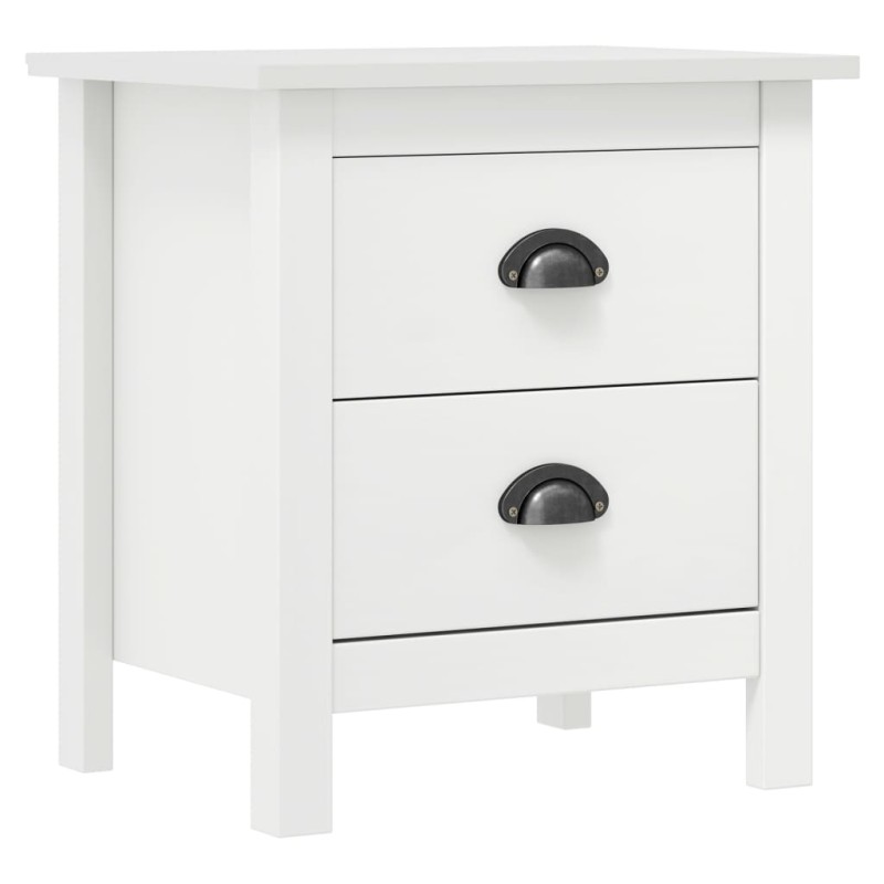 vidaXL Mesita de noche Hill madera maciza de pino blanco 46x35x49,5 cm vidaXL Mesita de noche Hill madera maciza de pino blanco 46x35x49,5 cm