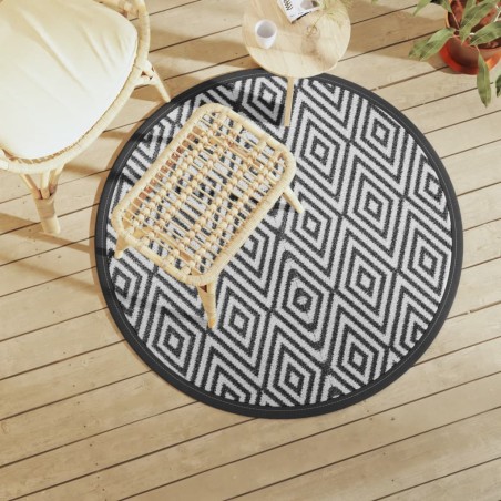 vidaXL Alfombra de exterior PP blanco y negro Ø120 cm