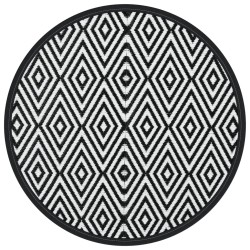 vidaXL Alfombra de exterior PP blanco y negro Ø120 cm