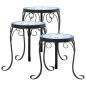 vidaXL Soportes para plantas 3 uds cerámica azul y blanco vidaXL Soportes para plantas 3 uds cerámica azul y blanco