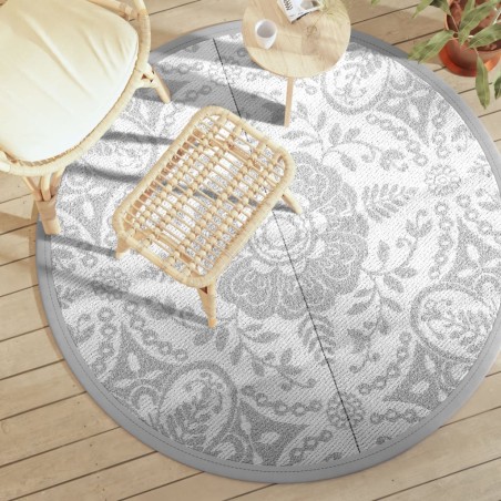 vidaXL Alfombra de exterior PP gris claro Ø160 cm