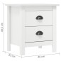 vidaXL Mesita de noche Hill madera maciza de pino blanco 46x35x49,5 cm vidaXL Mesita de noche Hill madera maciza de pino blanco 46x35x49,5 cm